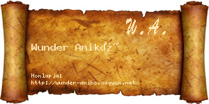 Wunder Anikó névjegykártya